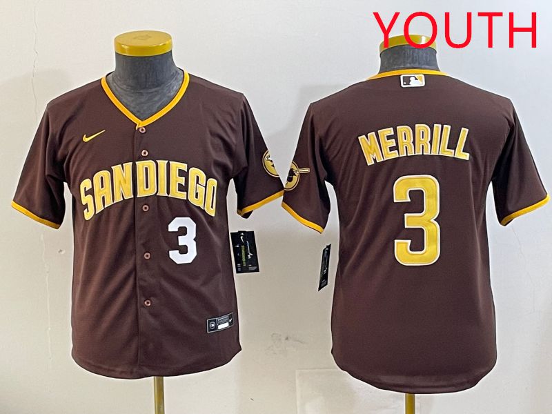 Youth San Diego Padres #3 Merrill Brown Game 2025 Nike MLB Jersey style 10->youth mlb jersey->Youth Jersey